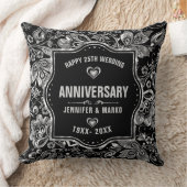 25周年記念結婚ブラック&シルバーデザイン クッション (ブランケット)