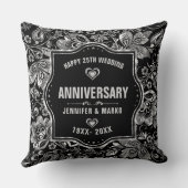 25周年記念結婚ブラック&シルバーデザイン クッション (裏面)