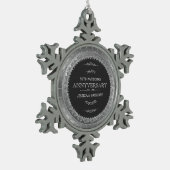 25周年記念結婚ブラック&シルバーレース スノーフレークピューターオーナメント (左)