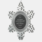 25周年記念結婚ブラック&シルバーレース スノーフレークピューターオーナメント (右)