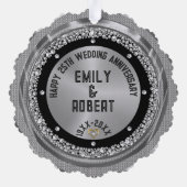 25周年記念結婚ホワイトダイヤモンドと金ゴールド オーナメントカード (裏面)