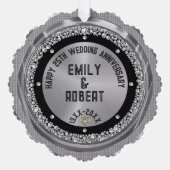 25周年記念結婚ホワイトダイヤモンドと金ゴールド オーナメントカード (正面)