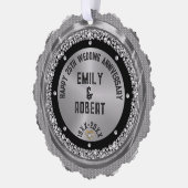 25周年記念結婚ホワイトダイヤモンドと金ゴールド オーナメントカード (左)