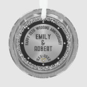 25周年記念結婚ホワイトダイヤモンドと金ゴールド オーナメント (裏面)