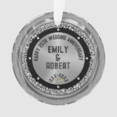 25周年記念結婚ホワイトダイヤモンドと金ゴールド オーナメント (正面)