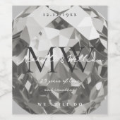 25周年記念結婚モノグラムモダンシルバー ワインラベル (シングルラベル)