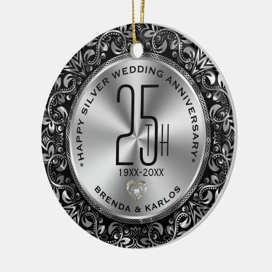 25周年記念結婚ヴィンテージ銀枠 セラミックオーナメント (左)