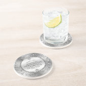 25周年記念結婚光沢のあるフローラシルバーフレーム コースター (側面)