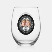 25周年記念結婚写真名日時 ステムなしワイングラス (正面)