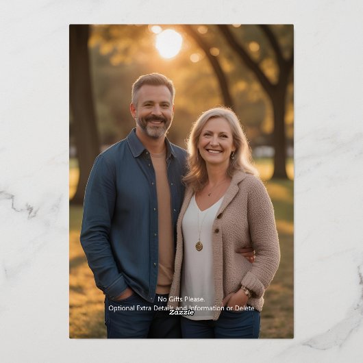 25周年記念結婚招待状シルバーフローラ 箔招待状 (裏面)