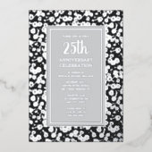 25周年記念結婚招待状シルバーフローラ 箔招待状 (正面)