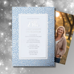 25周年記念結婚招待状シルバーブルー 箔招待状
