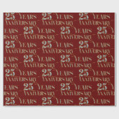 25周年記念結婚文字オンきらめくレッド ラッピングペーパー (フラット)