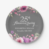 25周年記念結婚水カラーバラ ペーパープレート (正面)
