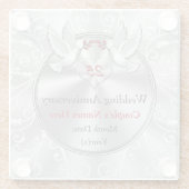 25周年記念結婚贈り物パーソナライズされた ガラスコースター (裏面)