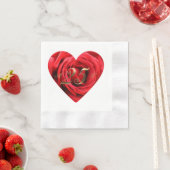 25周年記念結婚赤バラハートエレガント 縁ありカクテルナプキン (インサイチュ)