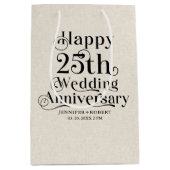 25周年記念結婚金ゴールドタイポグラフィ ミディアムペーパーバッグ (正面)