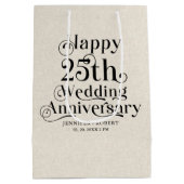 25周年記念結婚金ゴールドタイポグラフィ ミディアムペーパーバッグ (裏面)