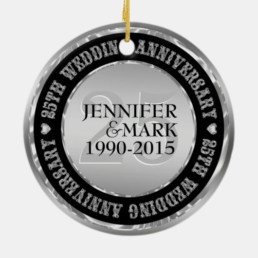 25周年記念結婚金銀&ブラック2 セラミックオーナメント (裏面)