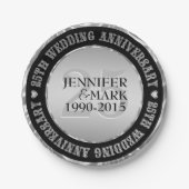25周年記念結婚金銀&ブラック2 ペーパープレート (正面)