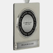 25周年記念結婚金銀&ブラック シルバープレートバナーオーナメント (右)