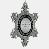 25周年記念結婚金銀&ブラック スノーフレークピューターオーナメント (左)