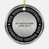 25周年記念結婚金銀&ブラック セラミックオーナメント (正面)