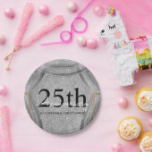 25周年記念結婚銀と黒の輝き ペーパープレート (パーティー)