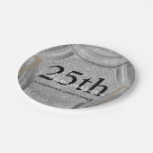 25周年記念結婚銀と黒の輝き ペーパープレート (アングル)