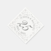 25周年記念結婚銀スターダスト紙吹雪 スタンダードカクテルナプキン (角)