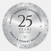 25周年記念結婚銀フレームきらめく ラウンドシール (正面)