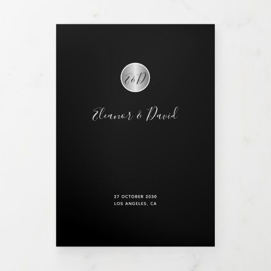 25周年記念結婚銀写真QR RSVP 三つ折り案内状 (カバー)