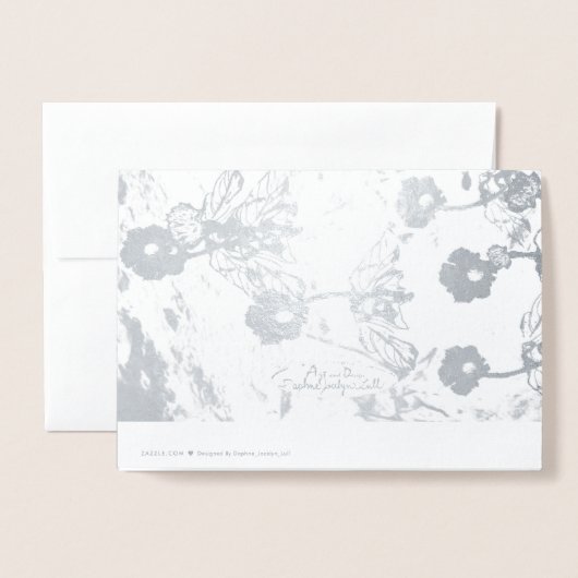 25周年記念結婚銀箔カー空白のド 箔カード (裏面封筒付き)