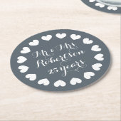 25周年記念結婚飲み物用コースター ラウンドペーパーコースター (アングル)