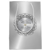 25周年記念結婚黒曼荼羅オンシルバー ミディアムペーパーバッグ (正面)