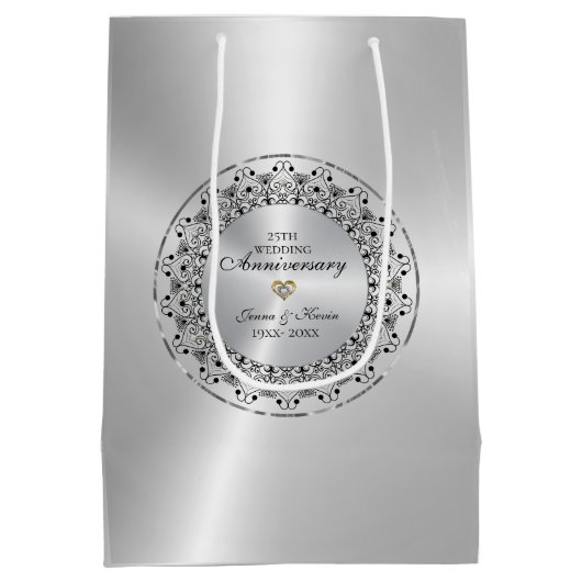 25周年記念結婚黒曼荼羅オンシルバー ミディアムペーパーバッグ (裏面)