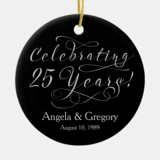 25周年記念結婚25シルバーブラック セラミックオーナメント (正面)