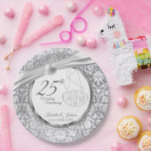 25周年記念結婚 – パールホワイトとシルバー ペーパープレート (パーティー)