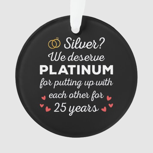 25周年記念結婚I – シルバーおもしろいカップル オーナメント (正面)