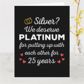 25周年記念結婚I – シルバーおもしろいカップル カード (黄色い花)