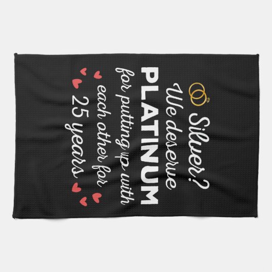 25周年記念結婚I – シルバーおもしろいカップル キッチンタオル (横)