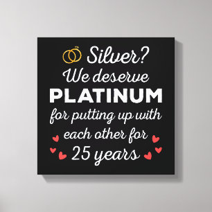 25周年記念結婚I – シルバーおもしろいカップル キャンバスプリント