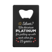 25周年記念結婚I – シルバーおもしろいカップル クレジットカード栓抜き (裏面)