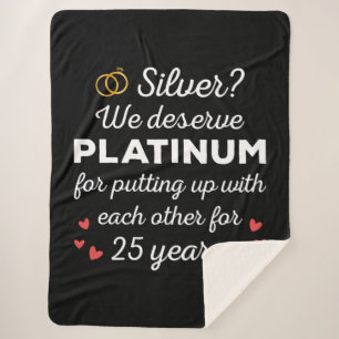 25周年記念結婚I – シルバーおもしろいカップル シェルパブランケット