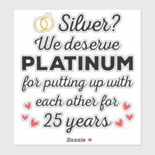 25周年記念結婚I – シルバーおもしろいカップル シール