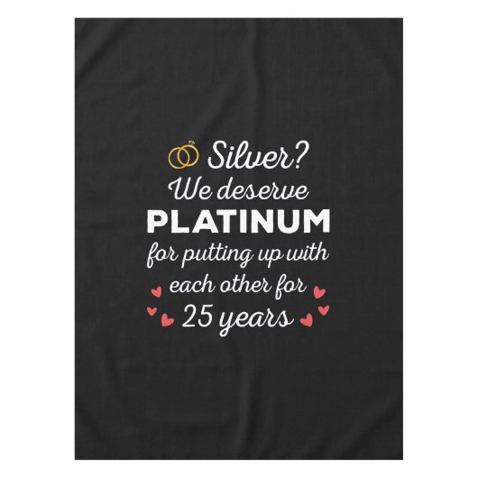 25周年記念結婚I – シルバーおもしろいカップル テーブルクロス (正面)