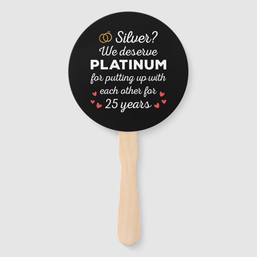 25周年記念結婚I – シルバーおもしろいカップル ハンドファン (正面)