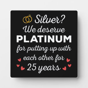 25周年記念結婚I – シルバーおもしろいカップル フォトプラーク