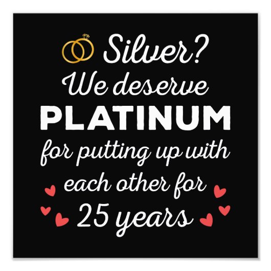 25周年記念結婚I – シルバーおもしろいカップル フォトプリント (正面)