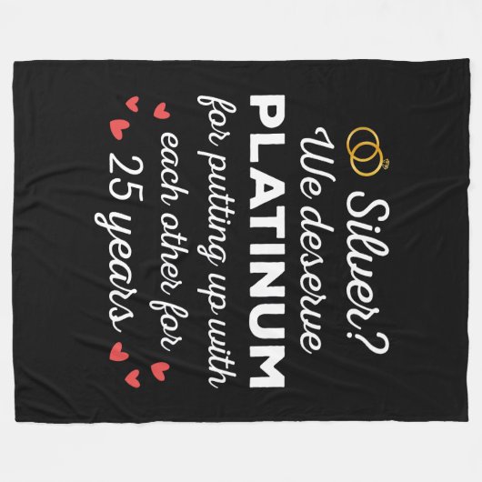 25周年記念結婚I – シルバーおもしろいカップル フリースブランケット (正面(横))